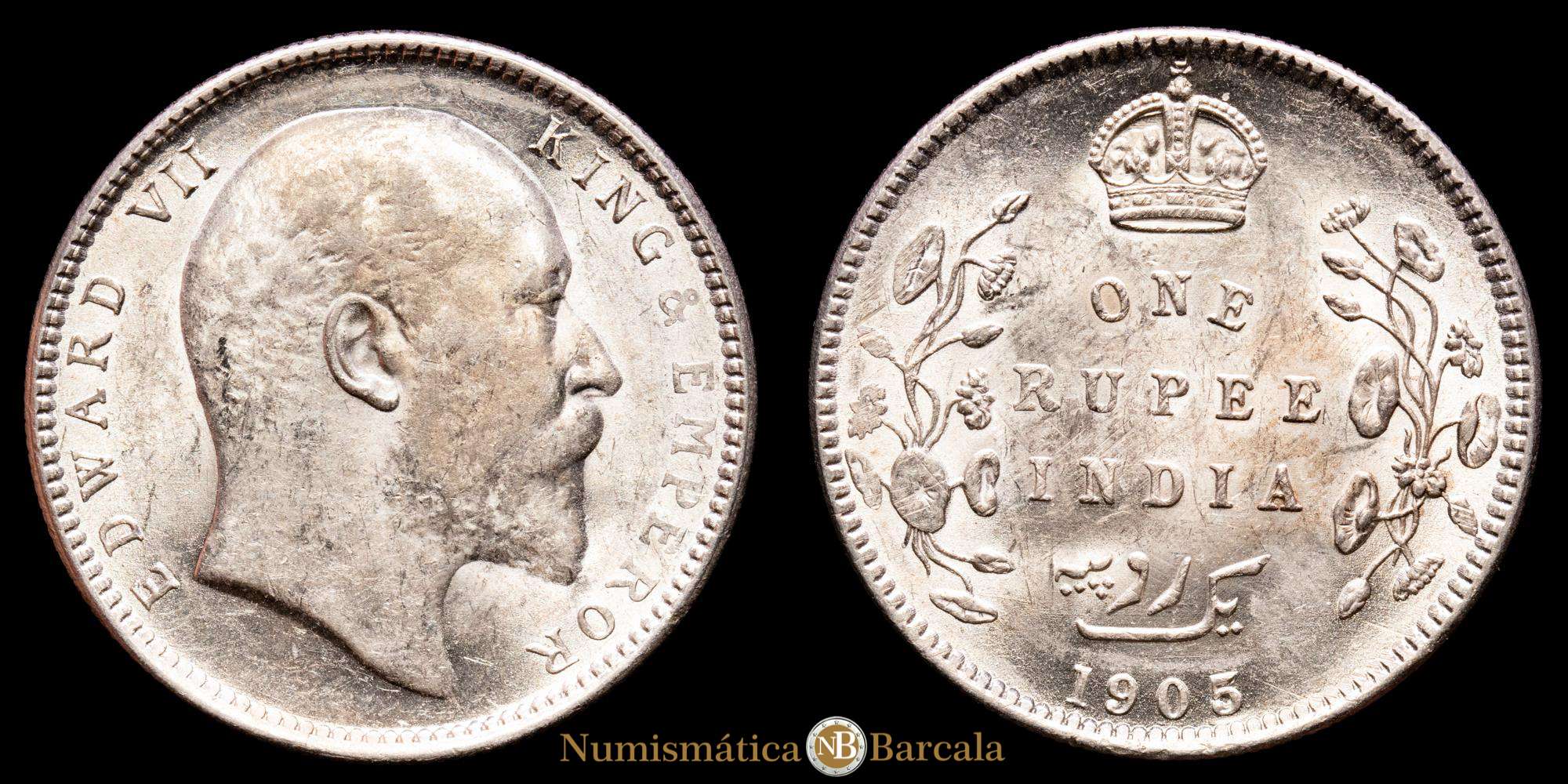 India Británica - Edward VII Rupee (11,65g) 1905 Calcuta KM-508 EBC+ | eBay