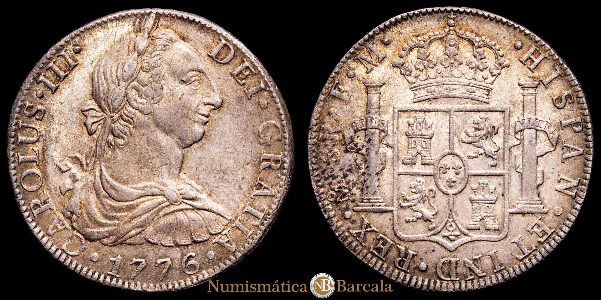 Carlos III 8 reales (27,06 gramosg) 1776 MEXICO FM KM-106.2,Cal